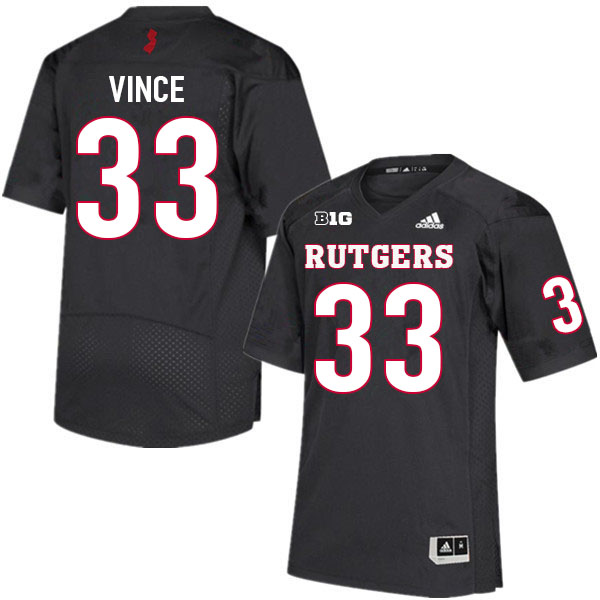 Youth #33 Andrew Vince Rutgers Scarlet Knights College Football Jerseys Sale-Black